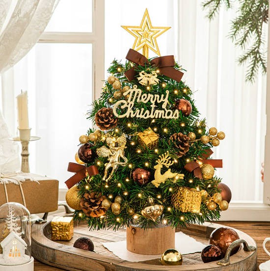 圣诞节新款小型红色桌面圣诞树木桩款摆件diy材料包装饰圣诞节